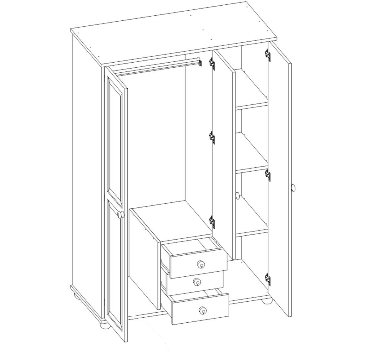 Ormar 141A 3 vrata+3 fioke 127x60x202 cm natur