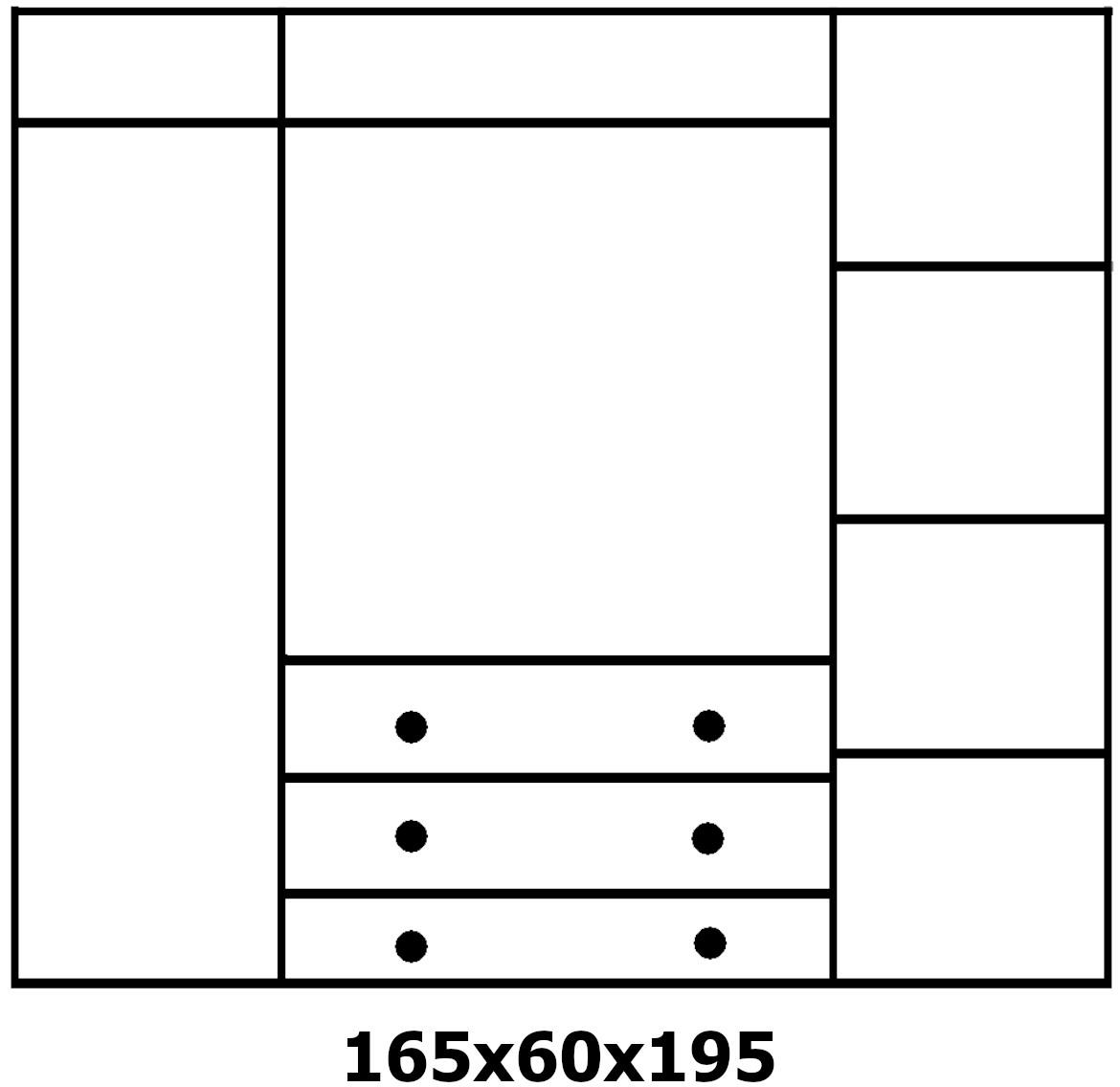 Ormar 45A 4 vrata+3 fioke 166x60x202 cm natur