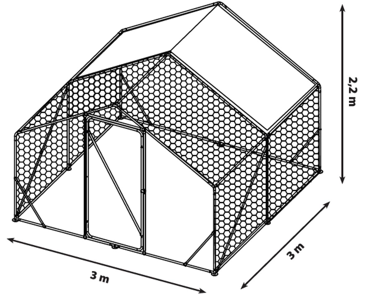 Metalni kavez za perad 300x300x220 cm