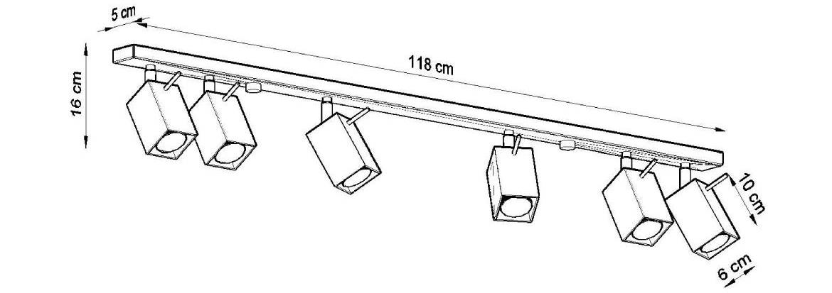 Stropna lampa Merida 6 crna