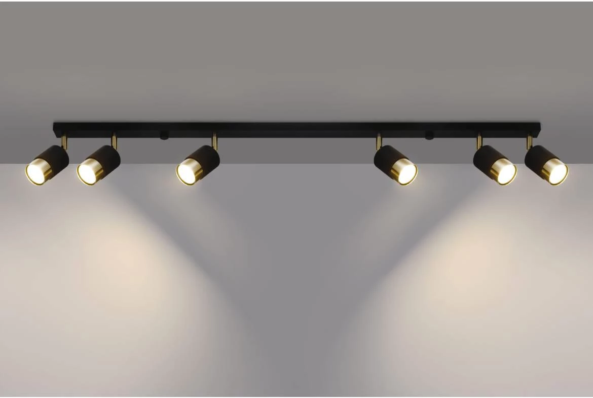 Stropna lampa Nero 6 crno zlatna