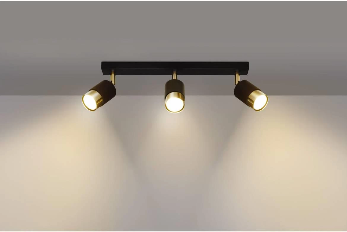 Stropna lampa Nero 3 crno zlatna