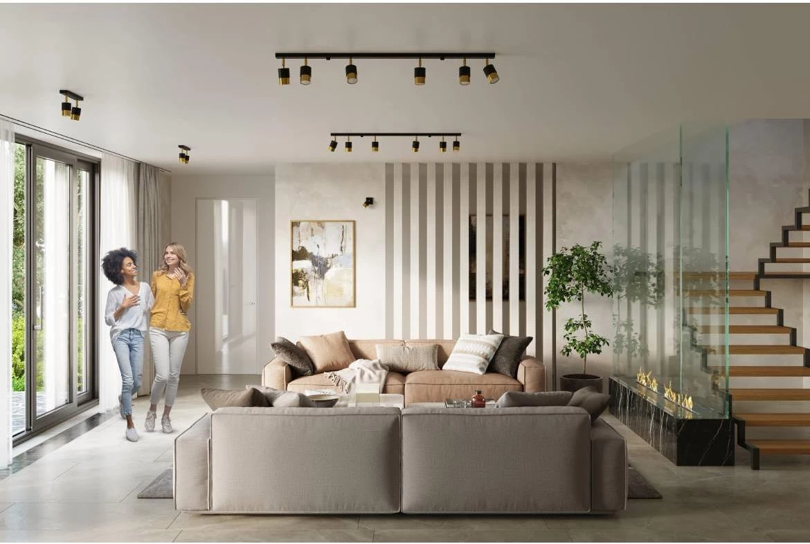 Stropna lampa Nero 3 crno zlatna