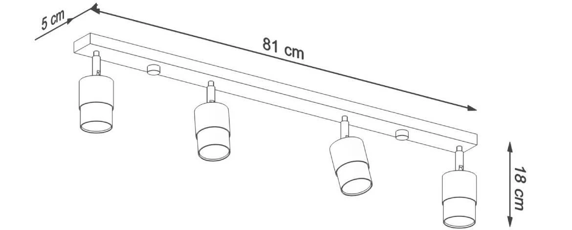 Stropna lampa Nero 4 crna