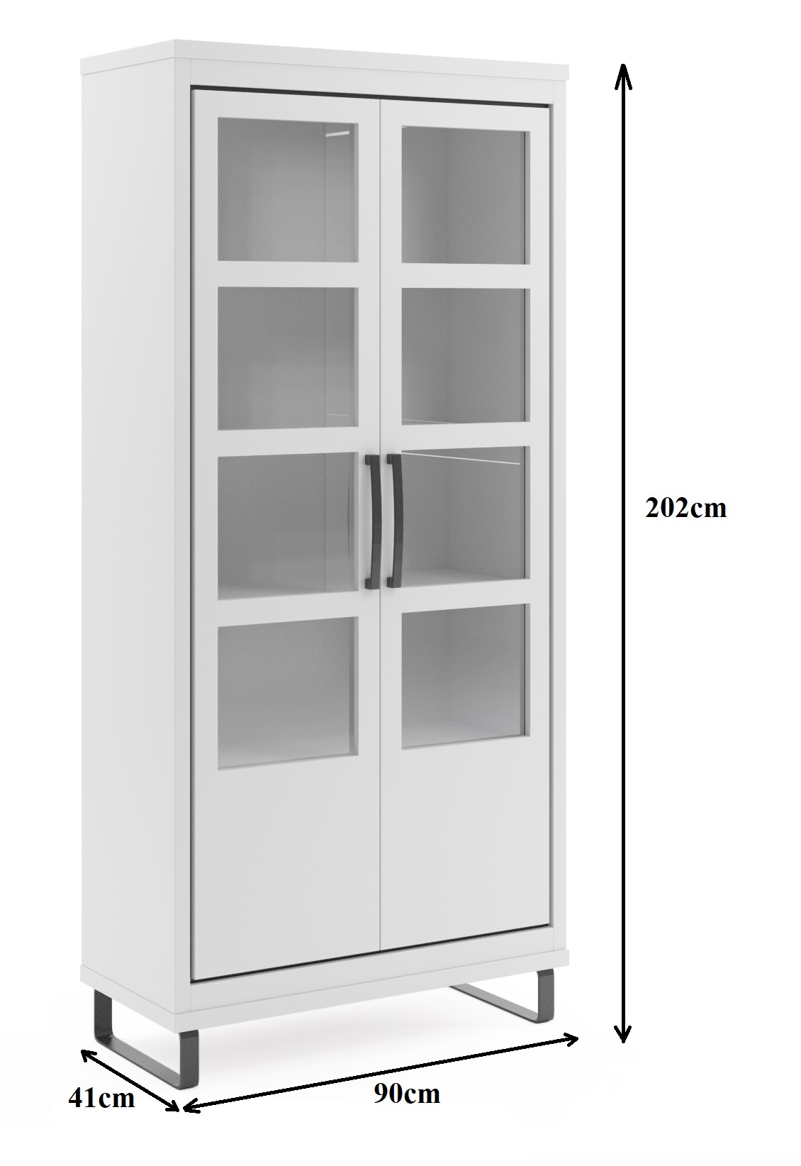 Capri vitrina C12 2 vrata 90x41x202 cm bela