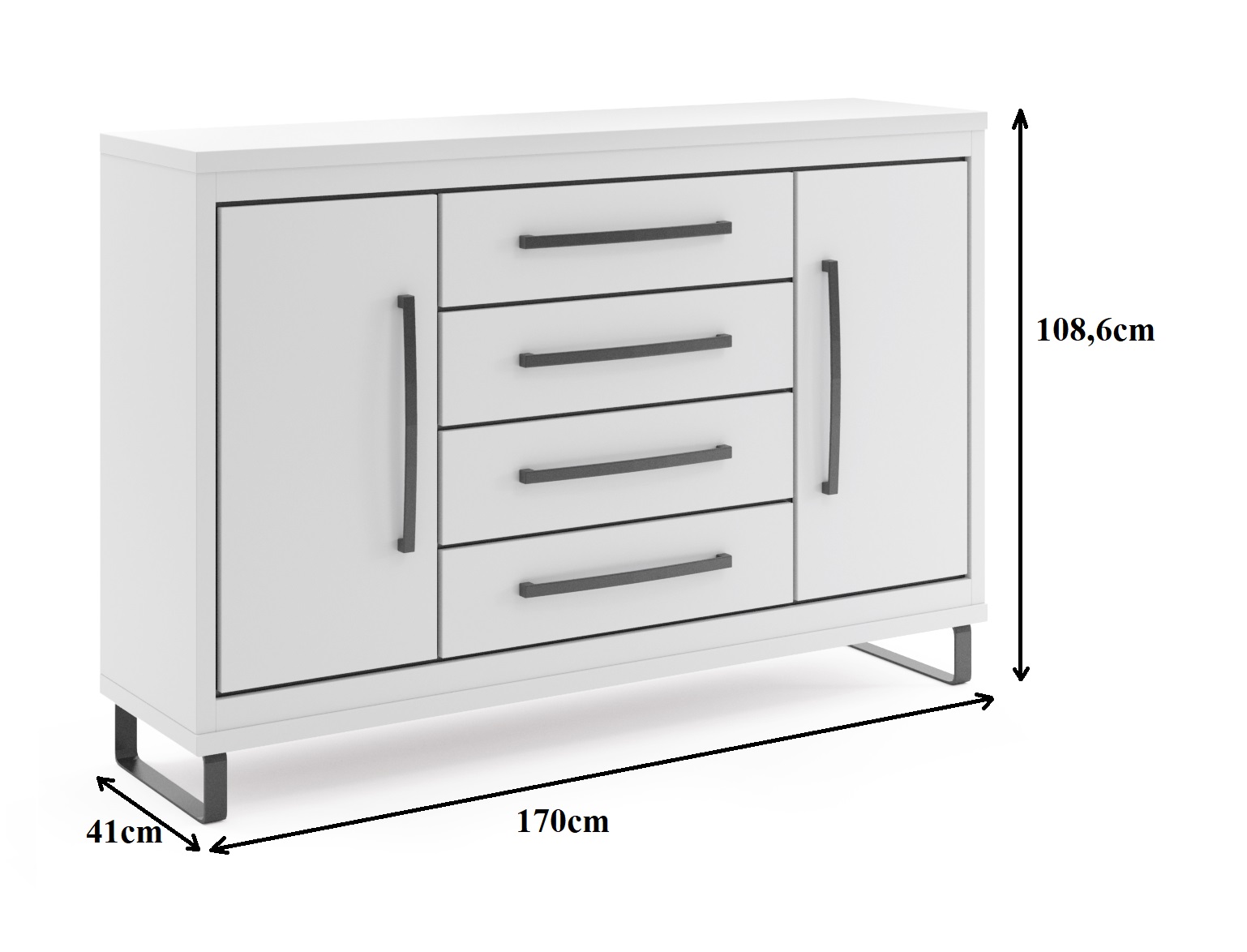Capri komoda C05 4 fioke+2 vrata 170x41x108,6 cm bela