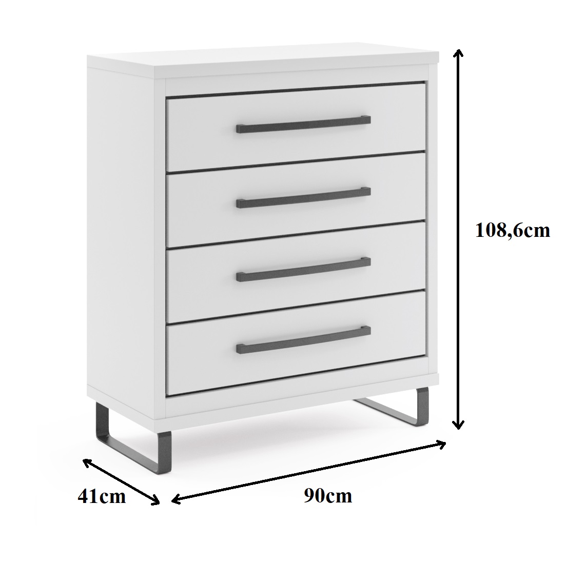 Capri komoda C01 4 fioke 90x41x108,6 cm bela