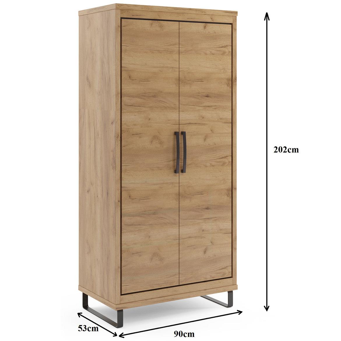 Capri ormar C14 2 vrata 90x53x202 cm zlatni hrast