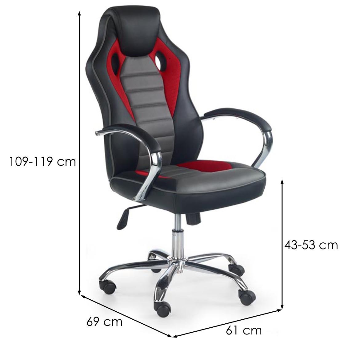 Scroll kancelarijska fotelja 61x69x119 cm crno/crveno/sivo