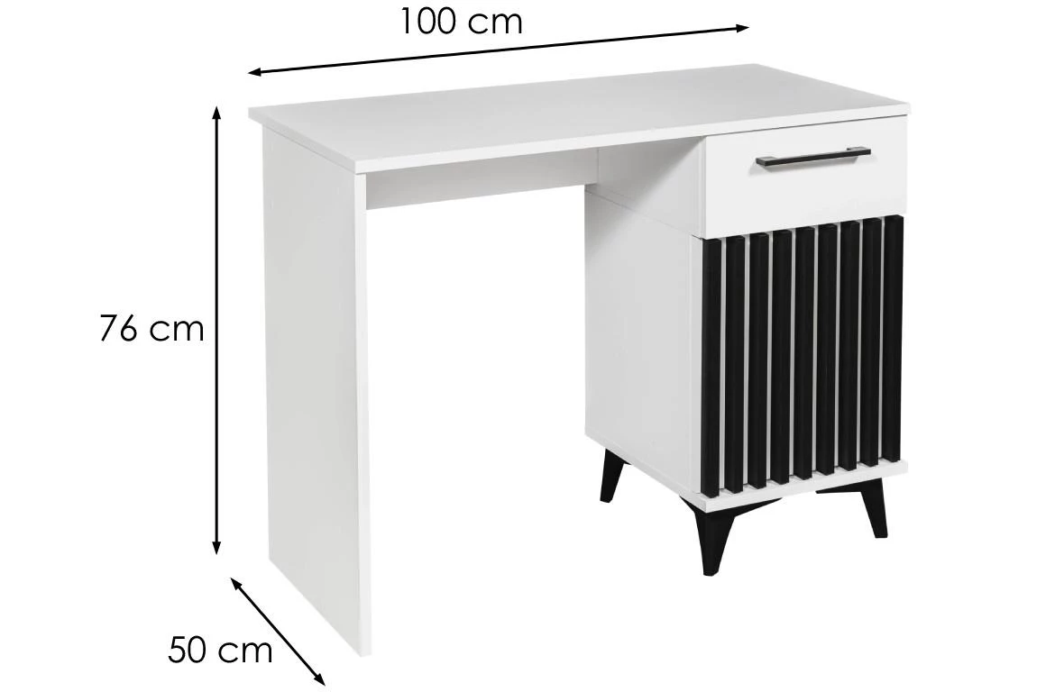 Brema radni sto 1 vrata+1 fioka 100x50x76 cm belo/crni