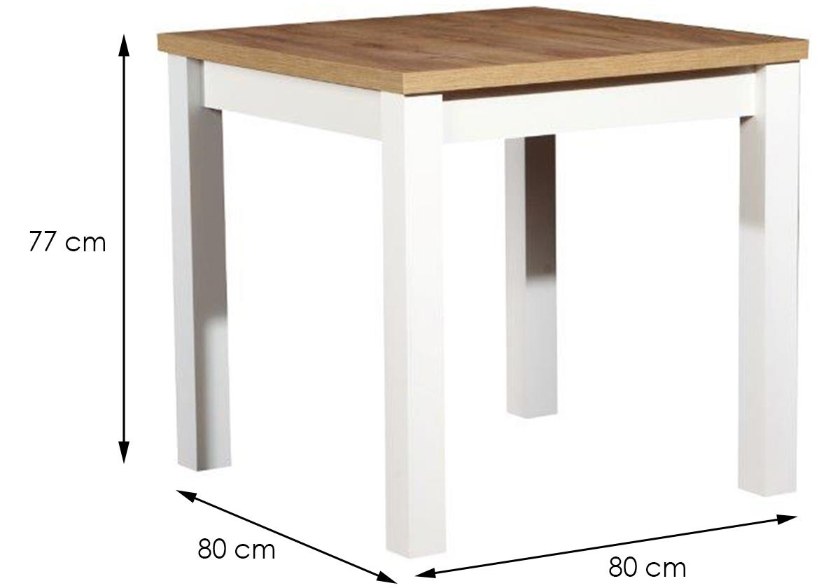 ST44 stol 80x80x70 cm wotan hrast / bijeli