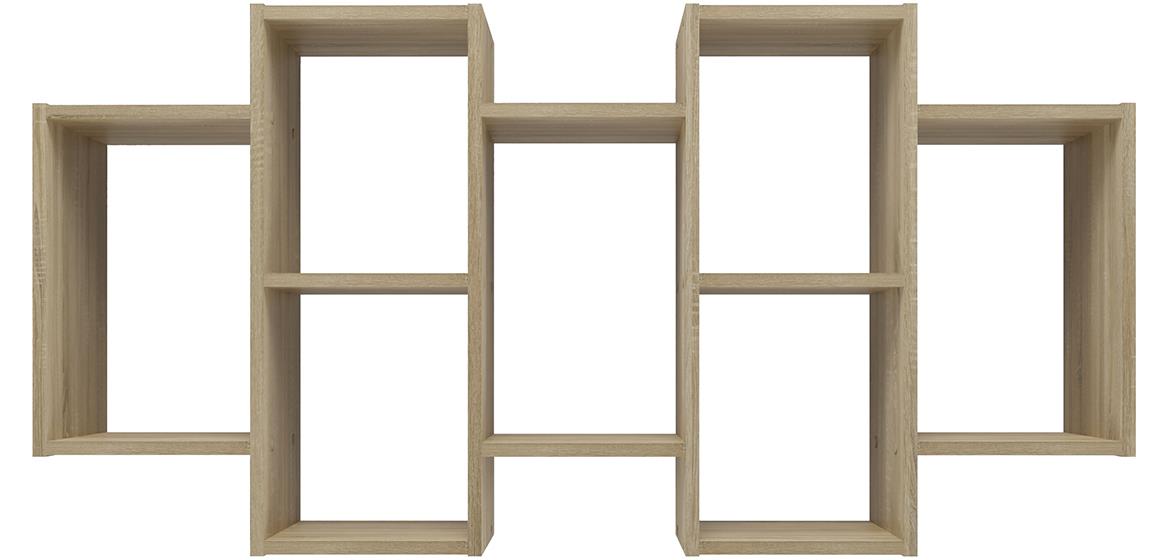 Bilbao zidna polica 7 otvora 129,5x20x65 cm natur (sonoma hrast)