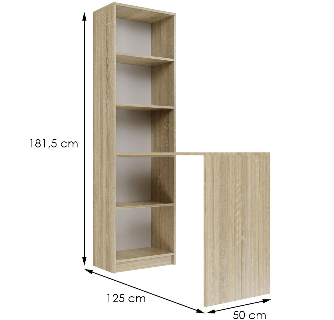 Radni sto + polica R50 5 otvora 50x125x181,5 cm natur (sonoma hrast)