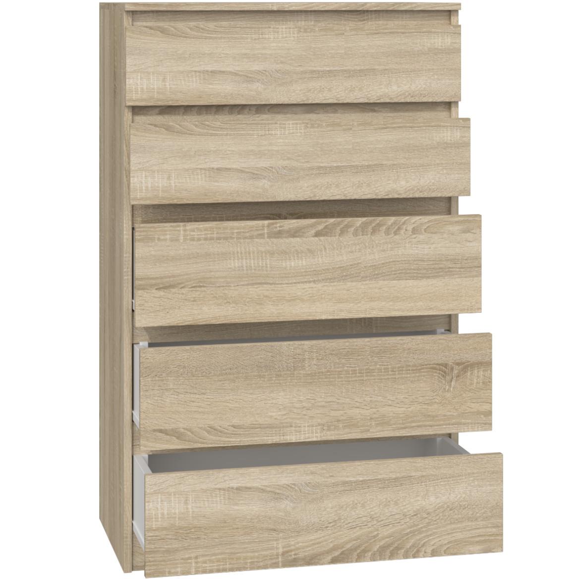 Malwa M5 komoda 5 fioka 70x40x112 cm natur (sonoma hrast)