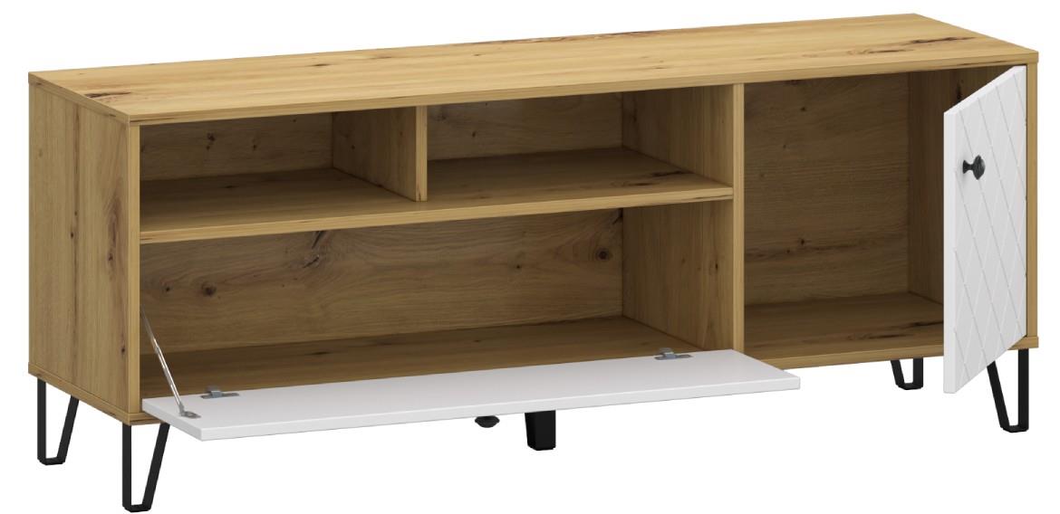 Sorrento B TV komoda 1 vrata+1 fioka+2 otvora 138,5x40x54,6 cm natur (artisan hrast)/bela