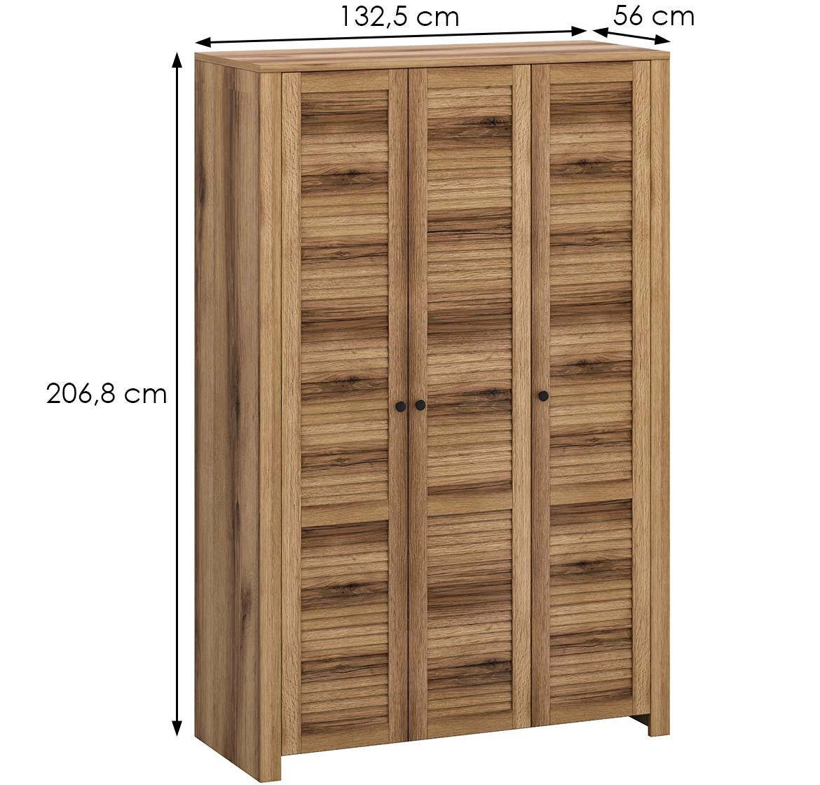 Sevilla H ormar 3 vrata 132,5x56x206,8 cm tamni hrast
