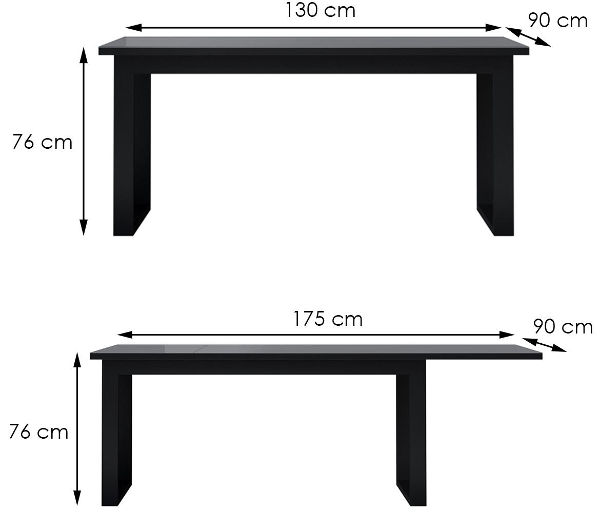 Helio 92 stol130(175)x90x76 cm sivi visoki sjaj