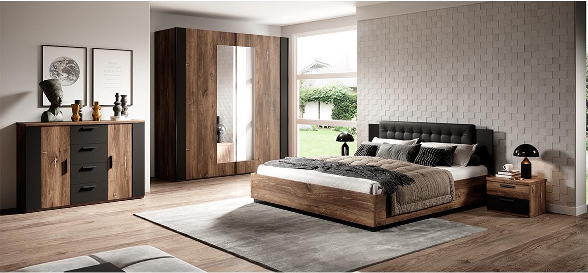 Sigma 22 nocni ormaric 2 fioke 46x40x37 cm tamni hrast/crni