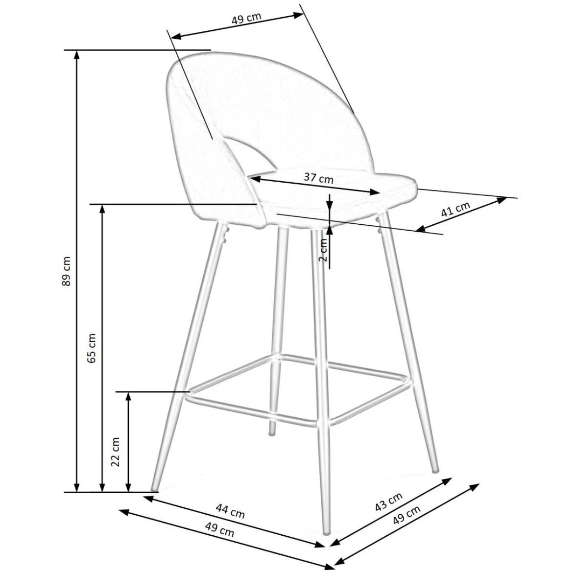 H-96 barska stolica 48x49x89 cm siva