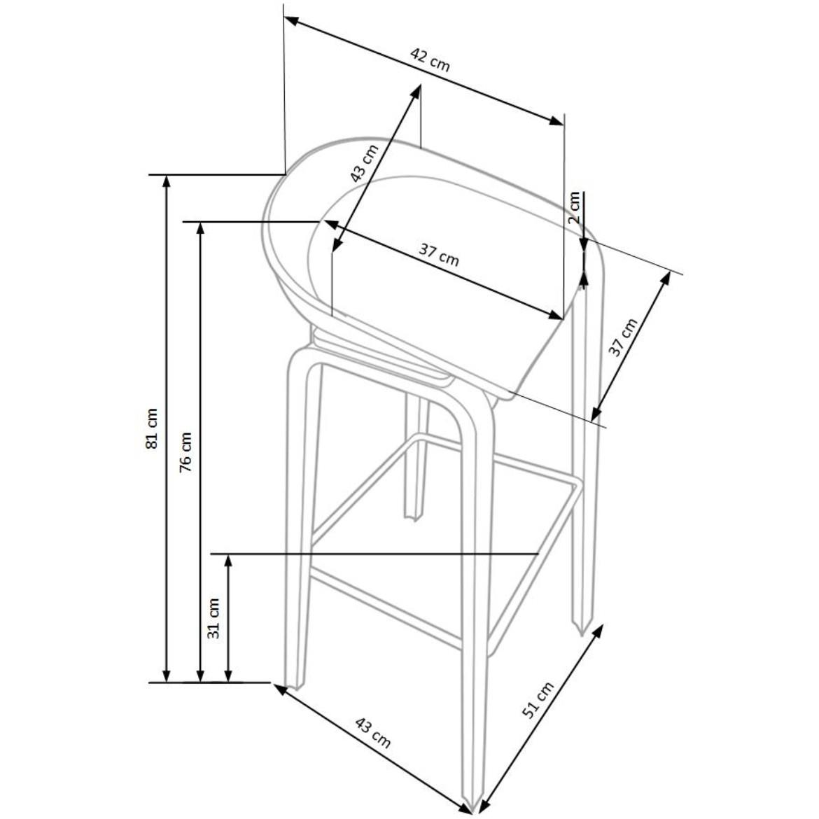 H-86 barska stolica 43x42x81 cm bela