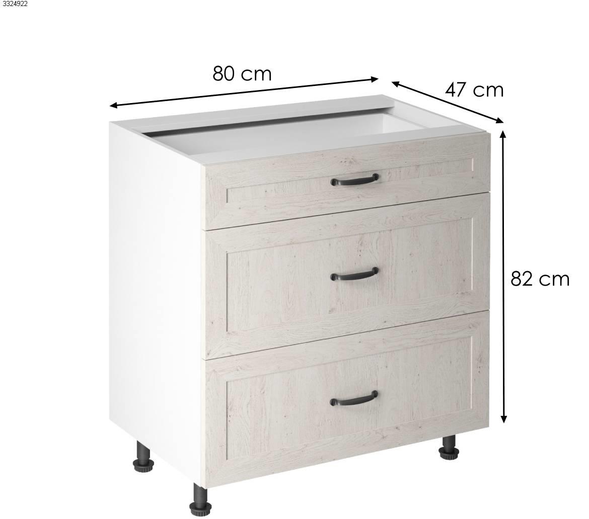 Royal D80s3 kuhinjski element 3 fioke 80x47x82 cm beli