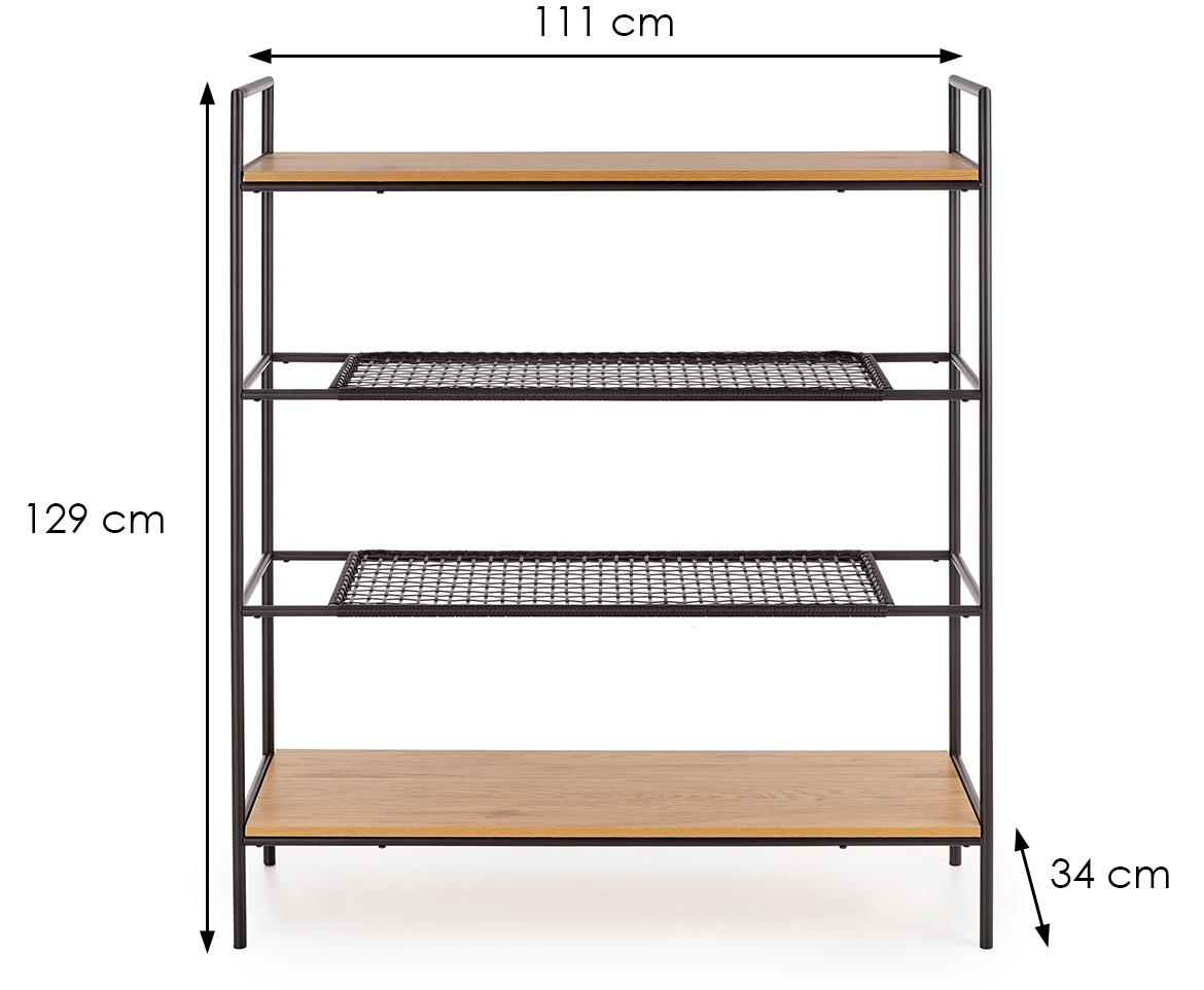 Reg-21 polica za knjige 111x34x129 cm zlatni hrast/crni metal