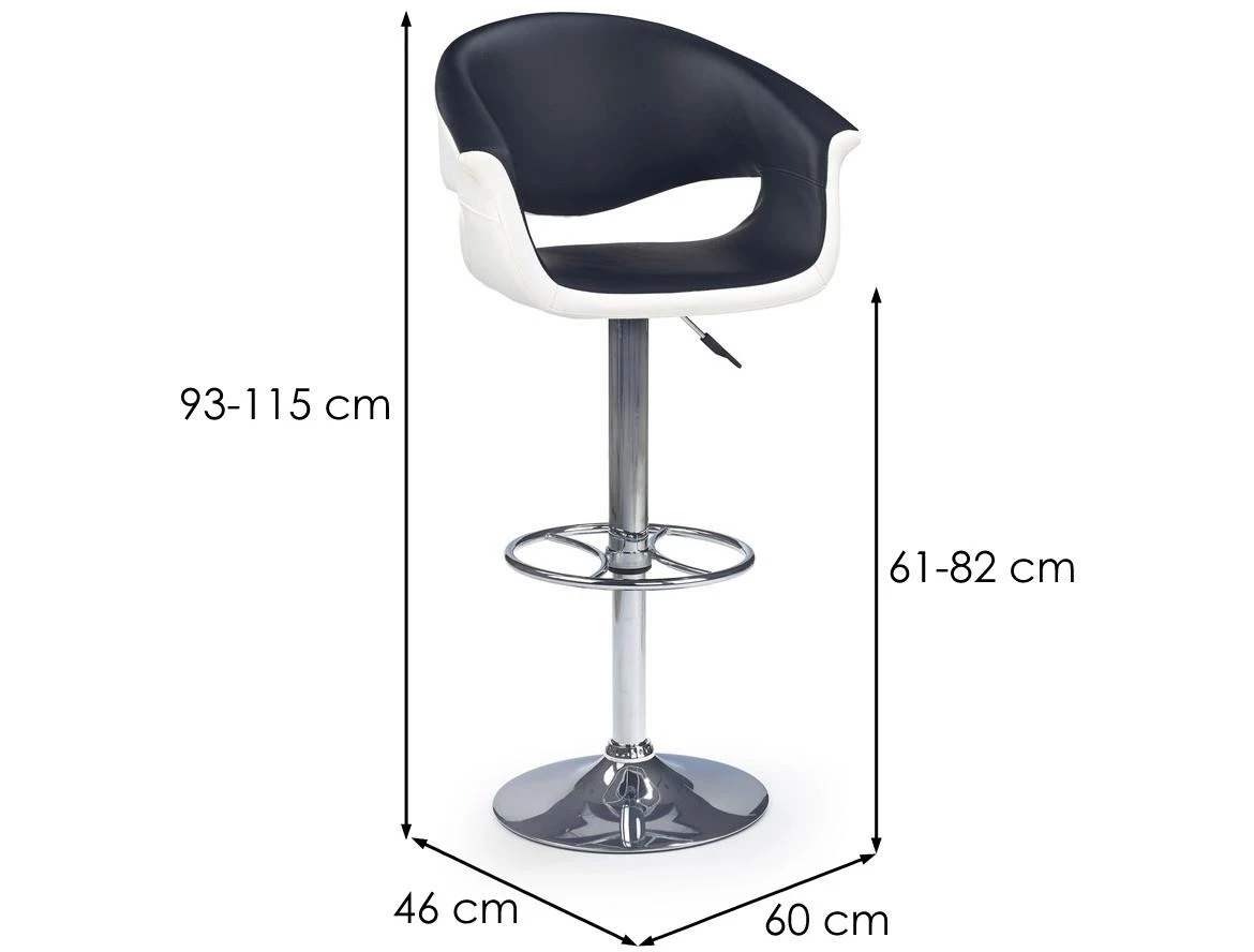 H-46 barska stolica 60x45x115 cm crno/bela