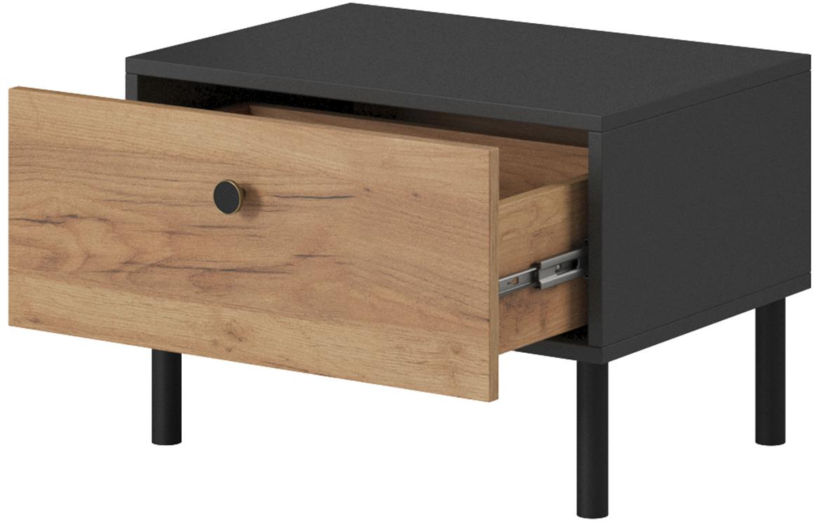 Deco set nocnih ormarica 1 fioka 56,1x40x38,5 cm hrast/tamno sivi