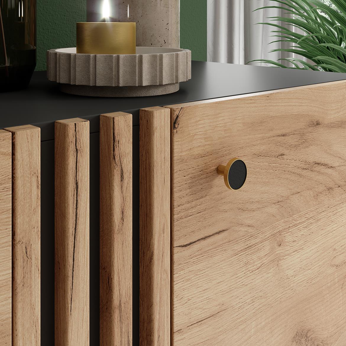 Deco set nocnih ormarica 1 fioka 56,1x40x38,5 cm hrast/tamno sivi