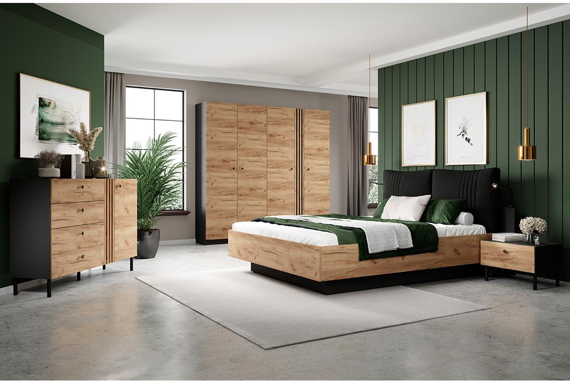 Deco set nocnih ormarica 1 fioka 56,1x40x38,5 cm hrast/tamno sivi