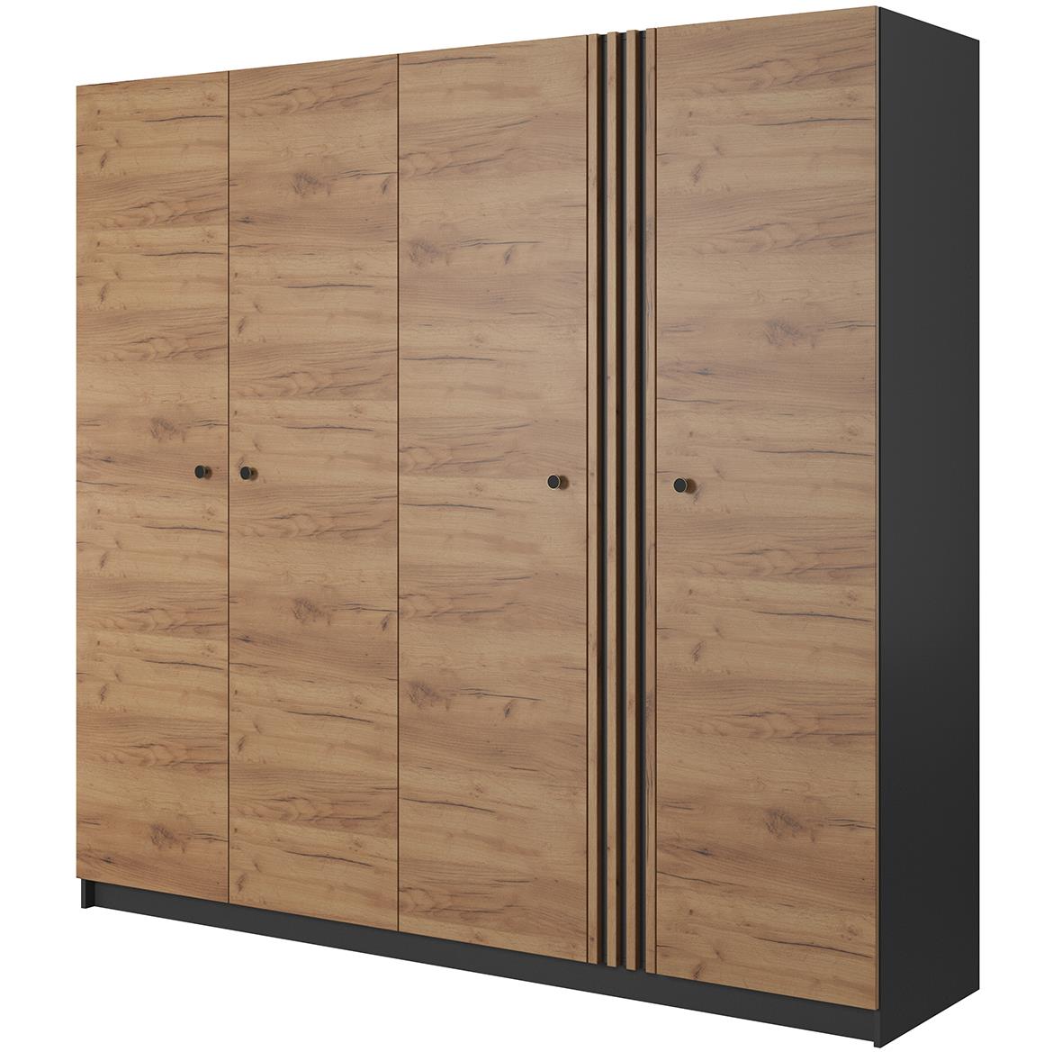 Deco 220 ormar 4 vrata 220x53,6x208 cm hrast/tamno sivi