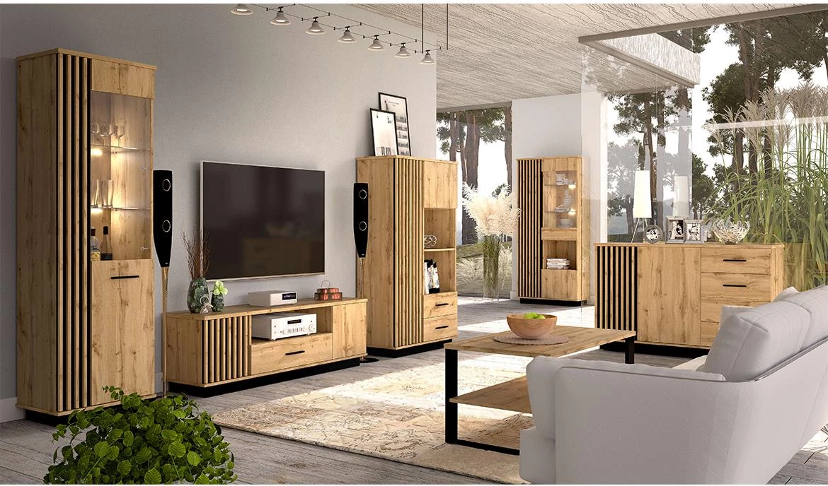 Lamelo La14 sto 160x90x77 cm natur (wotan hrast)/crni