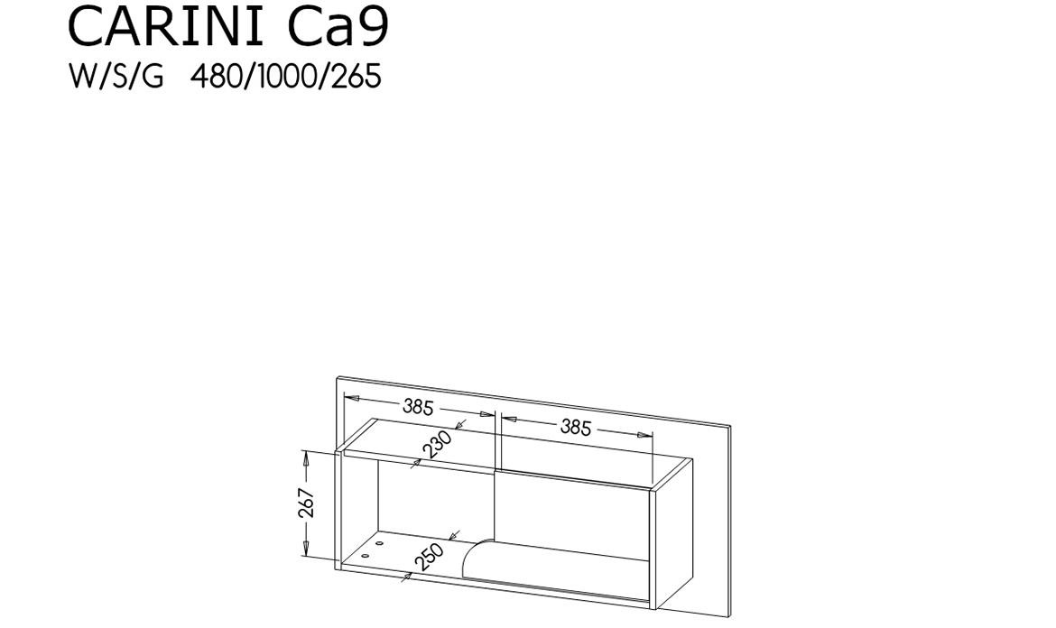 Carini CA9 zidna polica 100x26,5x48 cm hrast/siva/bela