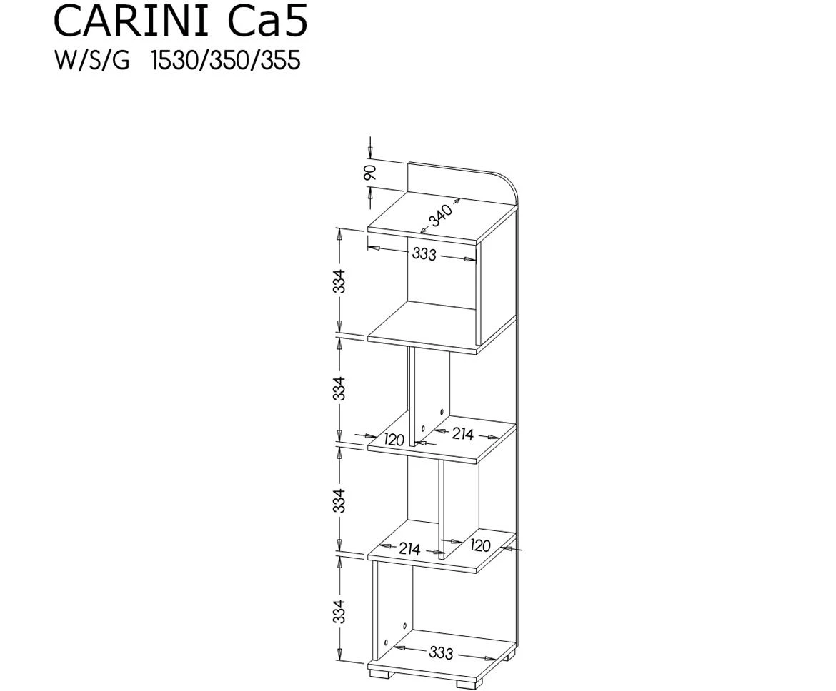 Carini Ca5 polica 35x35,5x153 cm hrast/siva