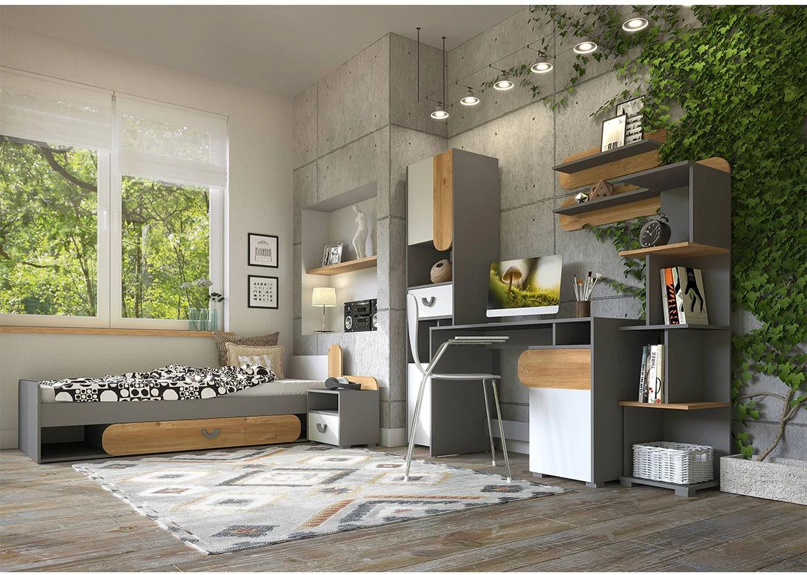 Carini Ca3 polica 2 vrata+1 fioka+3 otvora 50x38x189,5 cm hrast/siva/bela