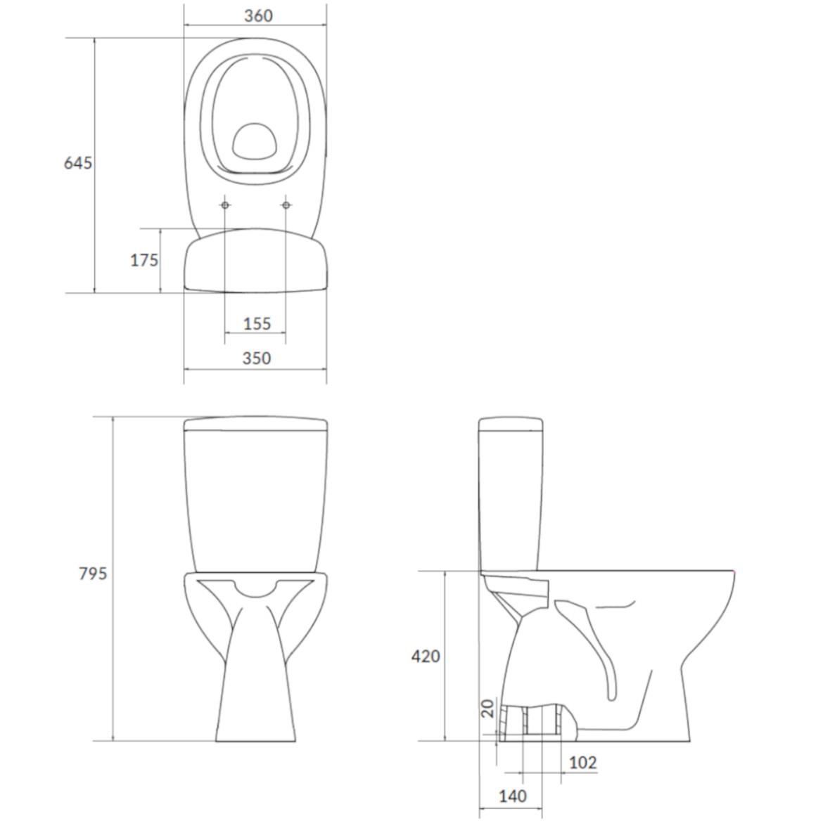 WC monoblok Arteco 682 Clean On z WC desko