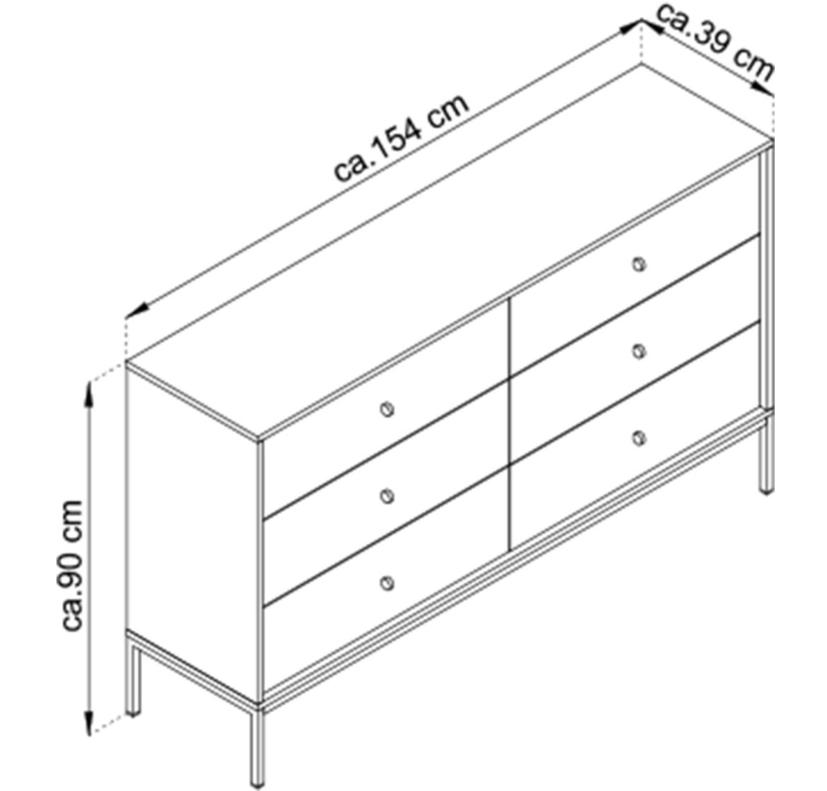 Mono komoda MKS154 6 fioka 154x39x91 cm tamno plava