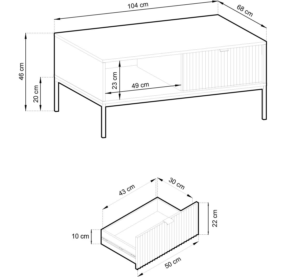 Nova klub sto L104  1 fioka 104x68x46 cm  beli