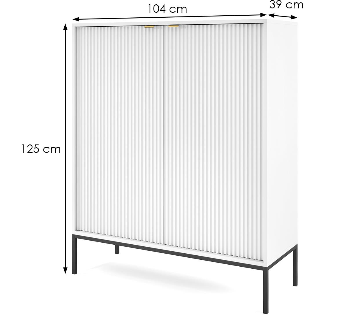 Nova komoda K104 S 2 vrata 104x39x125 cm bela