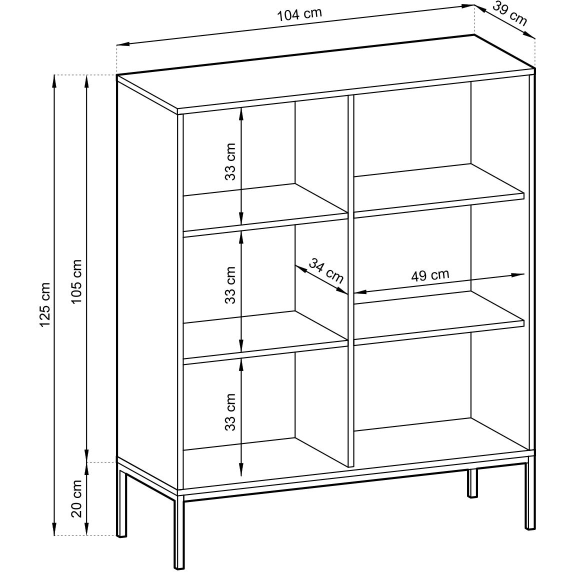 Nova komoda K104 S 2 vrata 104x39x125 cm bela