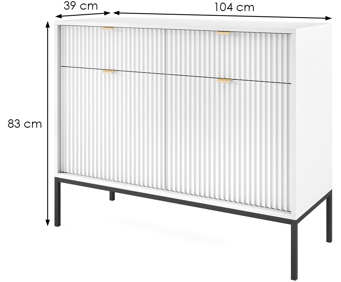 Nova komoda KSZ104 2 vrata+2 fioke 104x39x83 cm bela