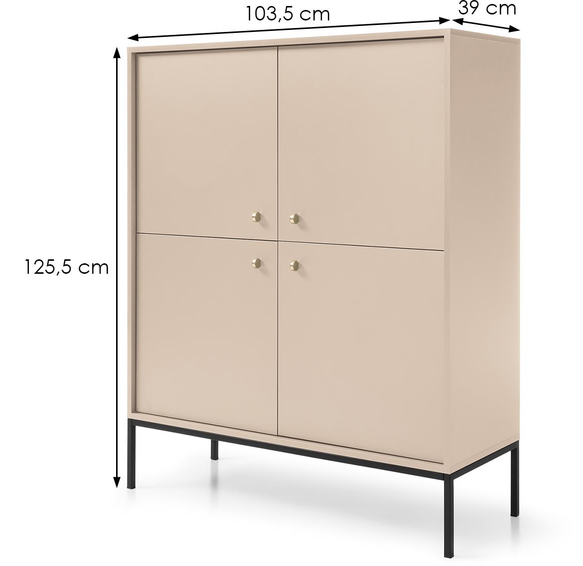 Mono komoda MK104 4 vrata 103,5x39x125,5 cm bež