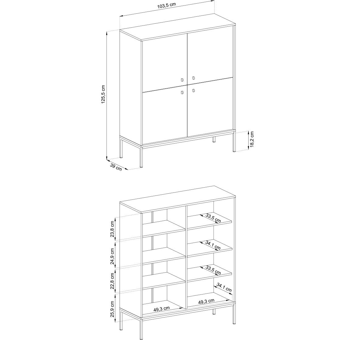 Mono komoda MK104 4 vrata 103,5x39x125,5 cm bež