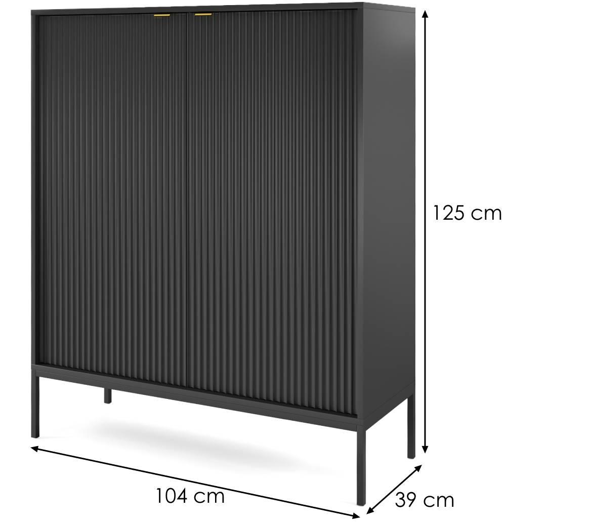 Nova komoda K104 S 2 vrata 104x39x125 cm crna