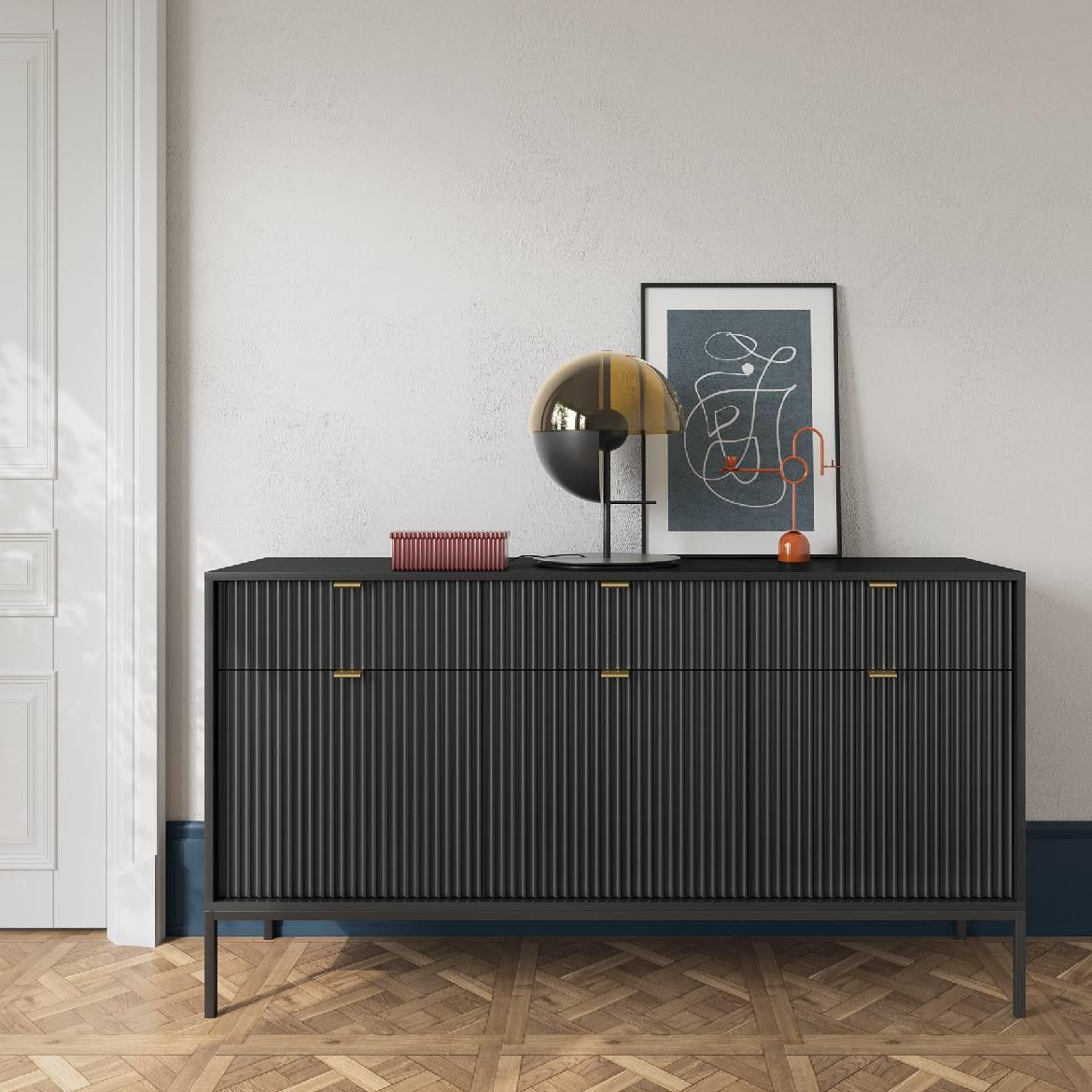 Nova komoda K104 S 2 vrata 104x39x125 cm crna