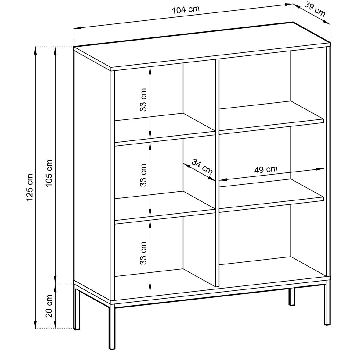 Nova komoda K104 S 2 vrata 104x39x125 cm crna