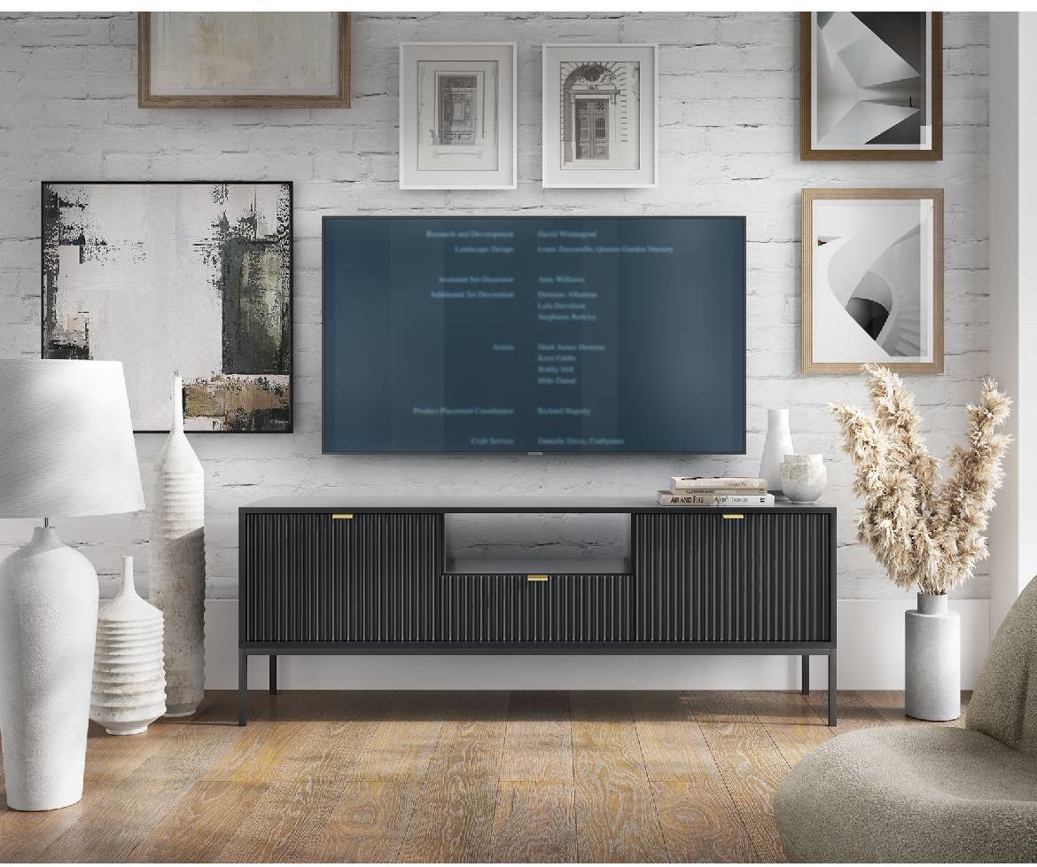 Nova komoda K104 S 2 vrata 104x39x125 cm crna