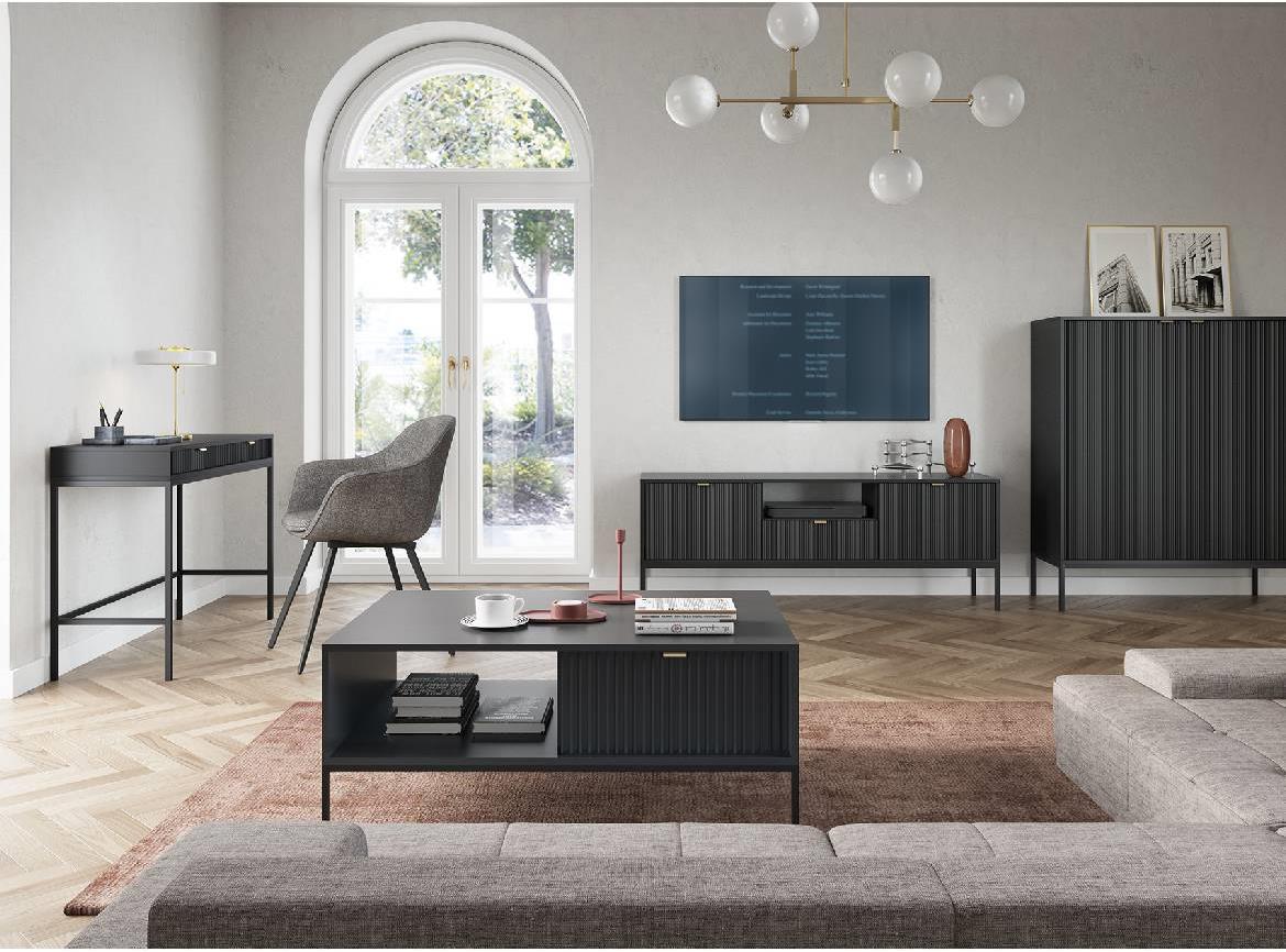 Nova komoda K104 S 2 vrata 104x39x125 cm crna