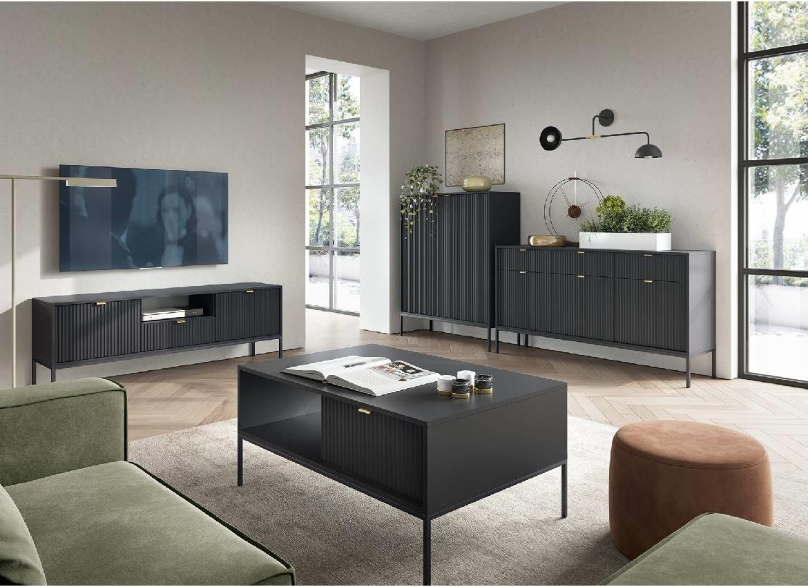 Nova komoda K104 S 2 vrata 104x39x125 cm crna