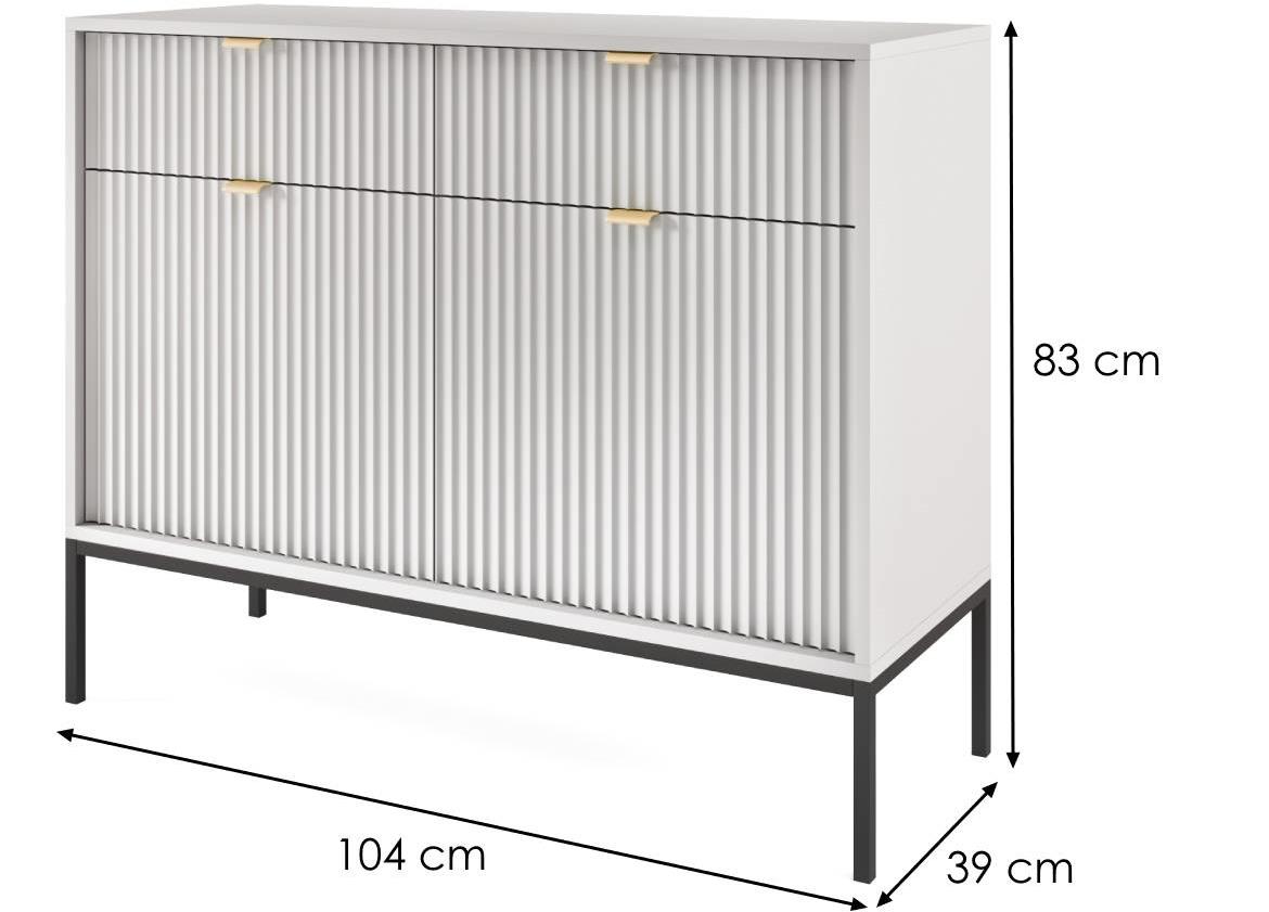 Nova komoda KSZ104 2 vrata+2 fioke 104x39x83 cm siva